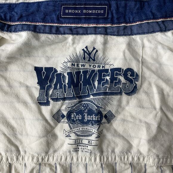Vtg Red Jacket Mens XL New York Yankees Striped Button Down Shirt Bronx Bombers - Picture 8 of 12